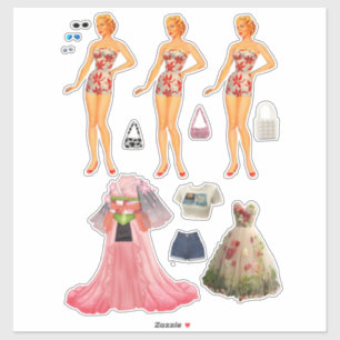 Papierpuppe Aufkleber