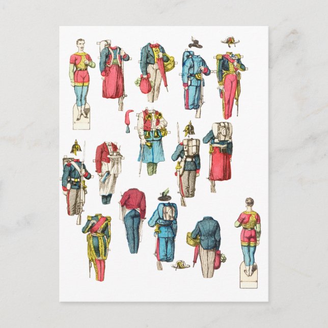 Papierpuppe für Soldaten der Miniatur-Armee schnei Postkarte (Vorderseite)