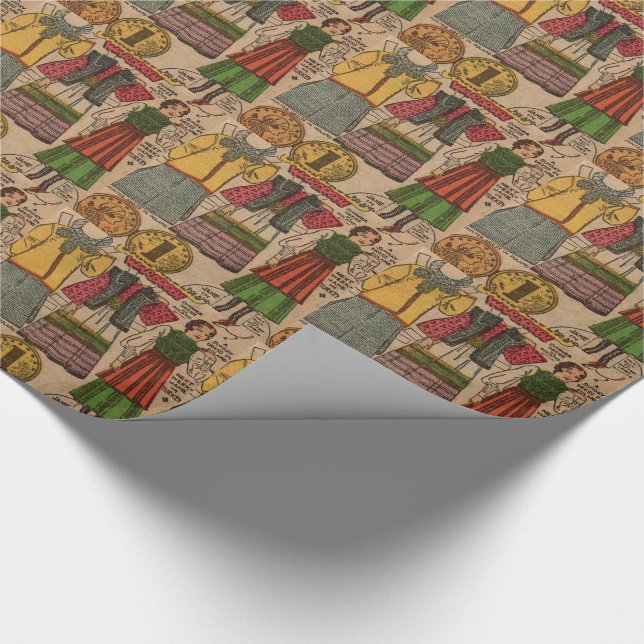 Papierpuppe Polnische Kleidung der 1930er Jahre Geschenkpapier (Ecke)