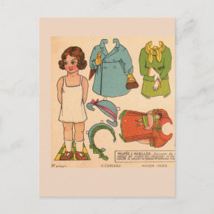 PAPIERPUPPEN-MÄDCHEN VINTAGE SÜß POSTKARTE