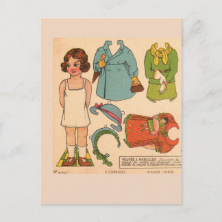 PAPIERPUPPEN-MÄDCHEN VINTAGE SÜß POSTKARTE