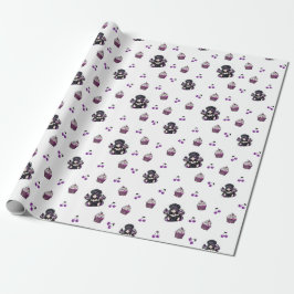Papierrolle für lila und schwarze Cupcake Geschenkpapier