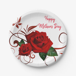 Papierschalen Blumen Rot Rose Pappteller