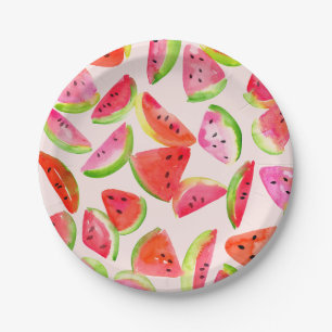 Papierschalen mit Sommerscheibe Wassermelone Pappteller