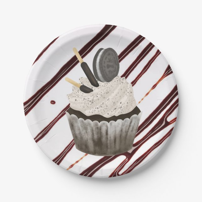 Papierschalen, Schokoladen-Törtchen-Fudge Pappteller (Vorderseite)