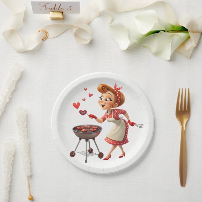 Papierschalen Valentinstag Kochen Rote Herzen  Pappteller (Hochzeit)