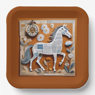 Papiersche Pferd Papierscheibe Pappteller