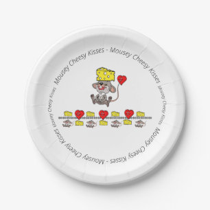 Papierscheiben Mousey Cheesy Kisses Rote Herzen Pappteller