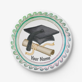 Papierschild Grad Cap Diploma Pappteller
