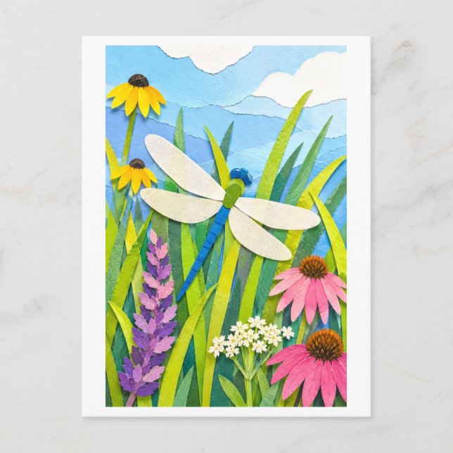 Papierschmetterling im Collagestil Postkarte (Vorderseite)