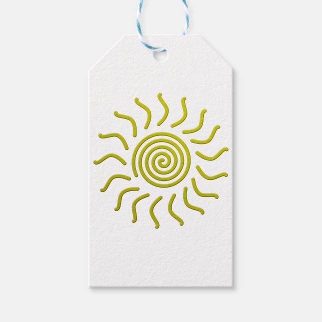 Papierschnitt Gelbe Sonnendrucke Geschenkanhänger (Vorderseite)