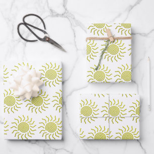 Papierschnitt Gelbe Sonnendrucke Geschenkpapier Set