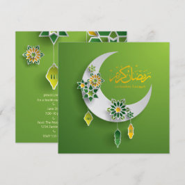 Papierschnitt Ramadan Crescent Moon und Lanterns Einladung