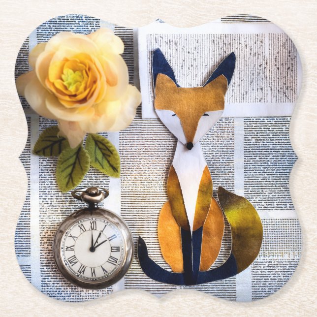 Papierschreibtisch-Unterlage mit Fuchs Untersetzer (Vorderseite)