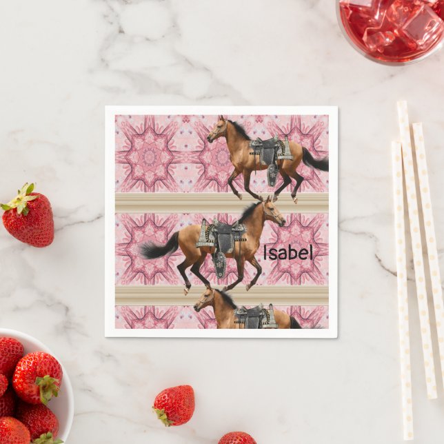 Papierschuhe, rosa Pferde Serviette (Beispiel)