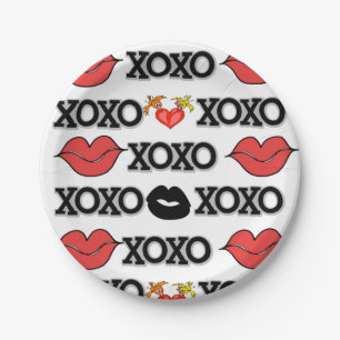 Papierschüsseln Rote Herzen Liebe Xoxo Pappteller