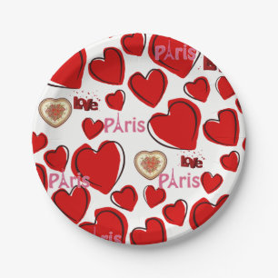 Papierschüsseln Valentinstag, Paris Frankreich Pappteller