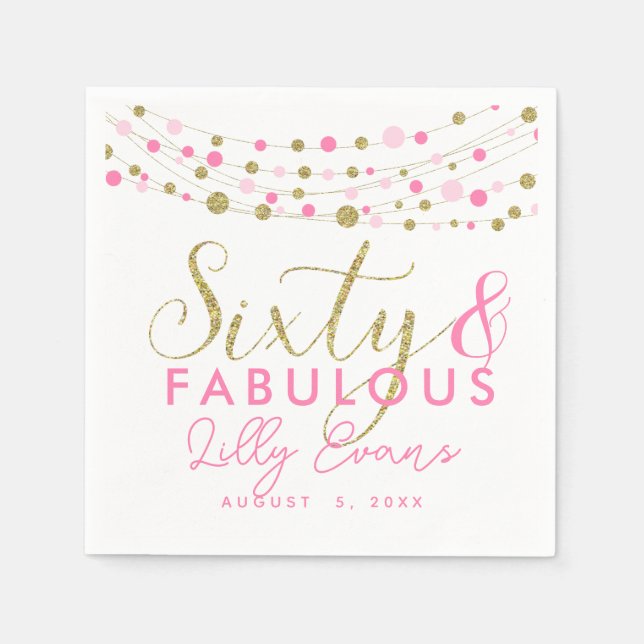 Papierservierung aus dem 60. Party, Glitzer aquama Serviette (Vorderseite)