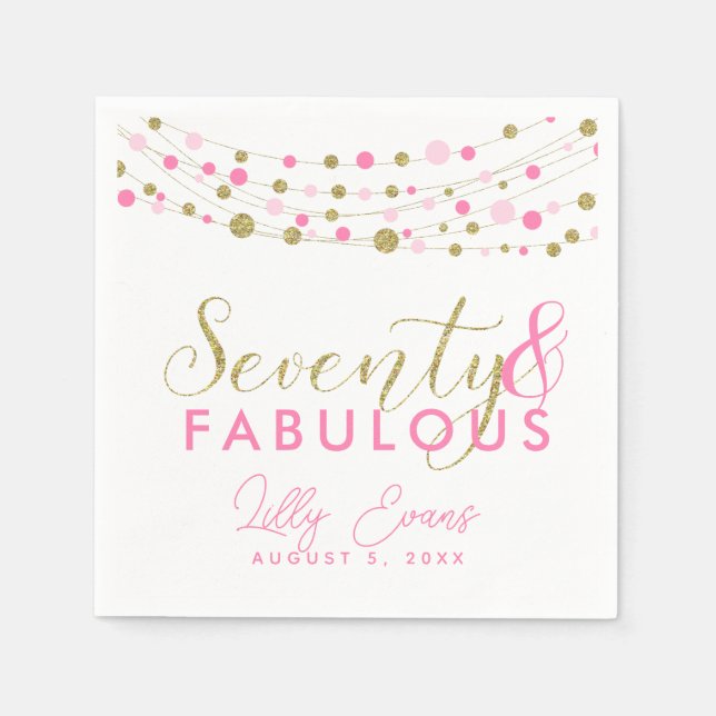 Papierservierung aus dem 70. Party, Glitzer aquama Serviette (Vorderseite)