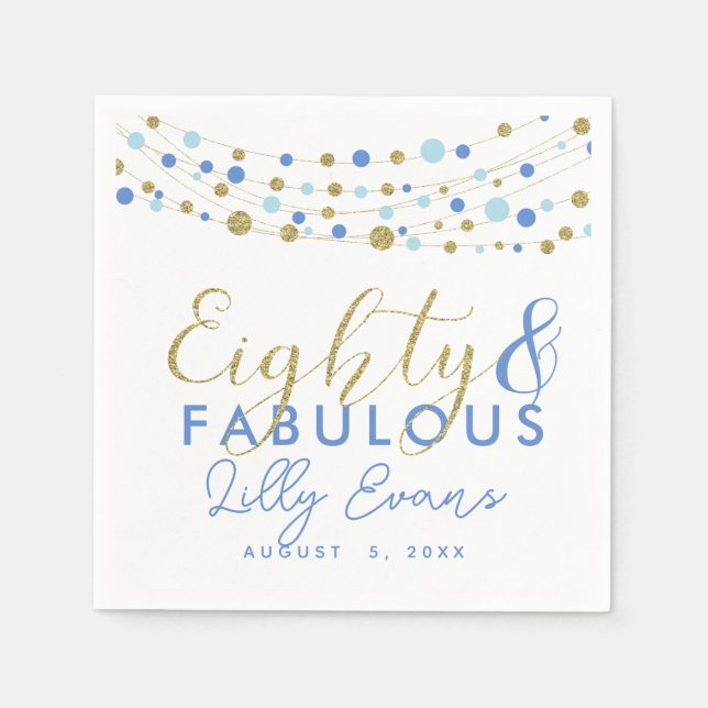 Papierservierung aus dem 80. Party, Glitzer aquama Serviette (Vorderseite)