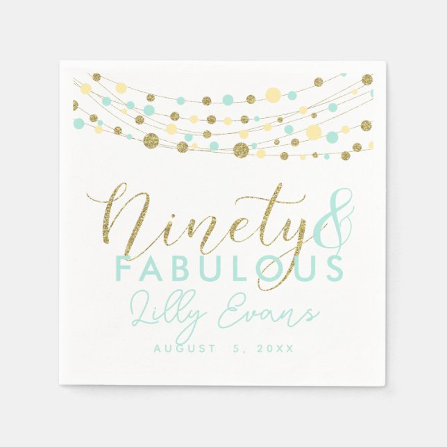 Papierservierung aus dem 90. Party, Glitzer aquama Serviette (Vorderseite)