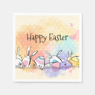 Papierserviette buntes Aquarell-glückliche Ostern