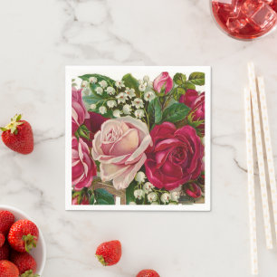 Papierserviette der Vintagen BlumenRosen