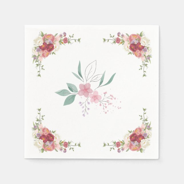 Papierserviette floral für Hochzeiten (Vorderseite)