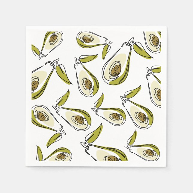 Papierserviette mit Avocado. (Vorderseite)