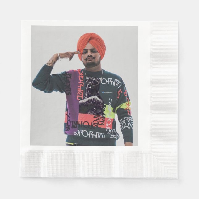 Papierserviette mit sidhu Moosewala Foto (Vorderseite)
