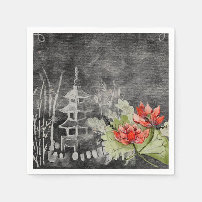 Papierservietten Asiatische Blume (Vorderseite)