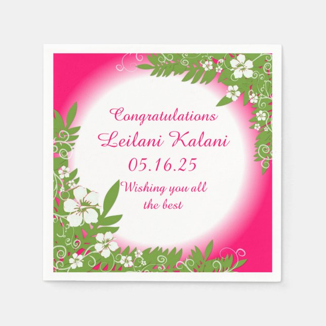 Papierservietten aus hawaiianischem Rosa Hibiskus  (Vorderseite)