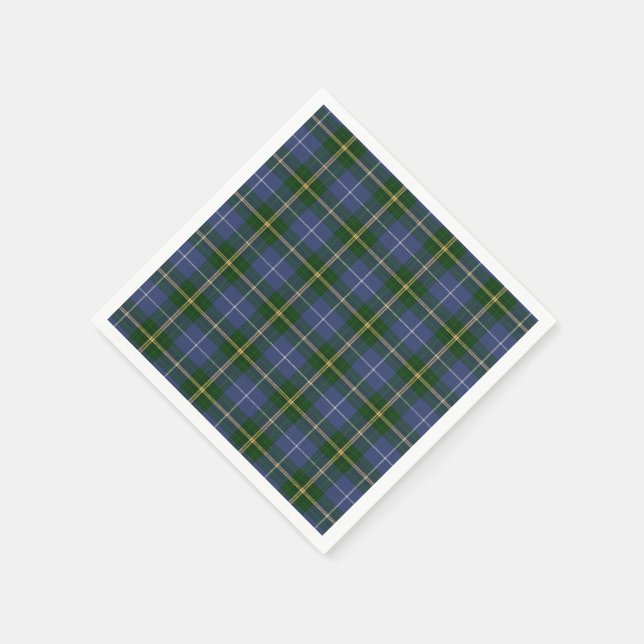 Papierservietten blau Nova Scotia Tartan kariert (Ecke)