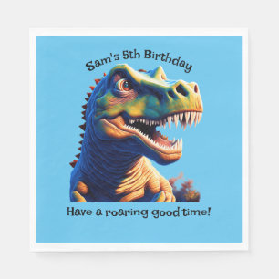 Papierservietten der Geburtstagspartei. Dinosaurie