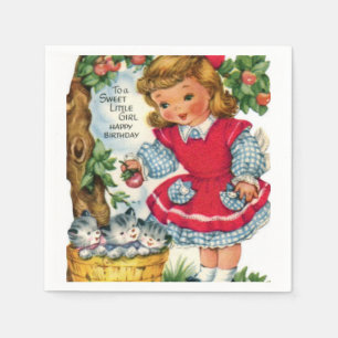 Papierservietten des kleine Mädchen-Vintagen