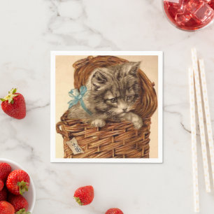 Papierservietten des Vintagen Kittyspaßes