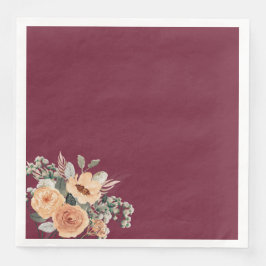 Papierservietten, elegante Bordeaux mit Blumen Serviette
