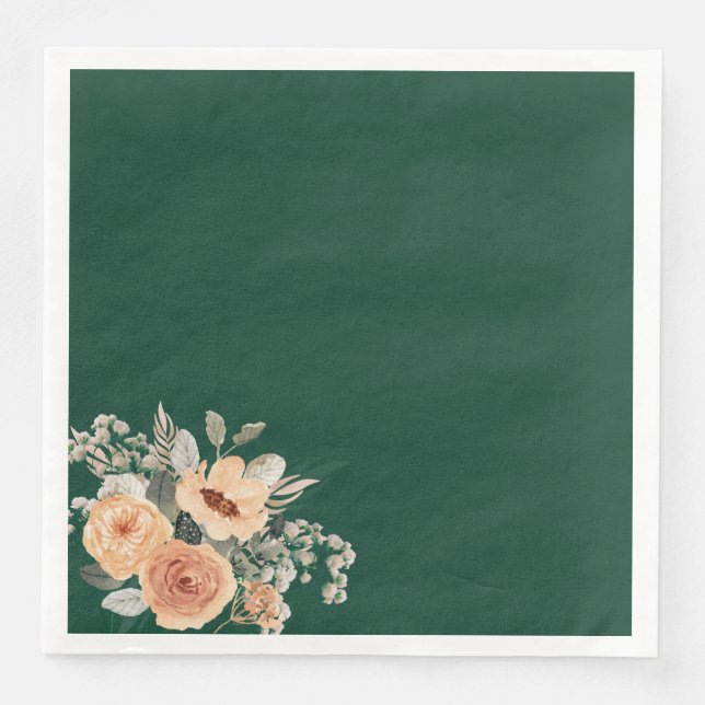 Papierservietten, elegante grüne Blumen Serviette (Vorderseite)