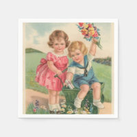 Papierservietten für Vintage Osterkids