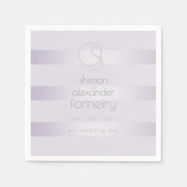 Papierservietten | Lilac Shimmer Stripes Monogramm