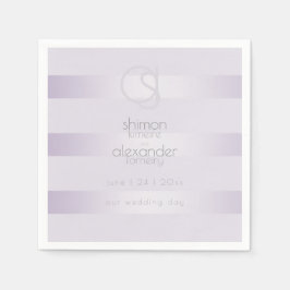 Papierservietten | Lilac Shimmer Stripes Monogramm