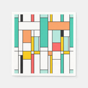 Papierservietten, moderne Kunst - Mondrian-Stil Serviette