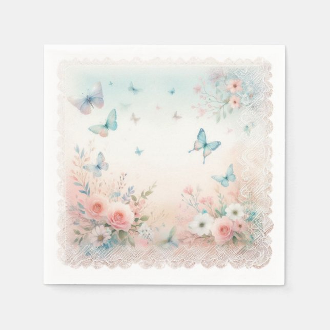 Papierservietten, weich, wasserfarbig, Schmetterli Serviette (Vorderseite)