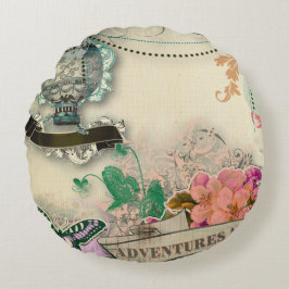 PapierShabby Chic, französisches Land, Vintag, Rundes Kissen