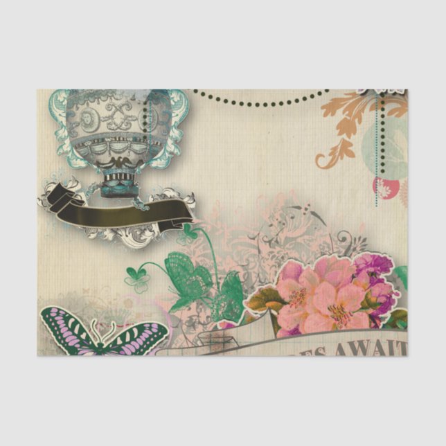 PapierShabby Chic, französisches Land, Vintag, Seidenpapier (Vorderseite)