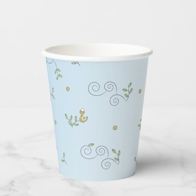 Papiersorten "Gold Birds/BLAUE" 8oz. Pappbecher (Vorderseite)