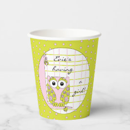 Papiersorten "Pink/Green Owl" 8 oz. Pappbecher