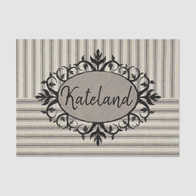 Papierstrebe Beige schwarzer Streifen Seidenpapier (Vorderseite)