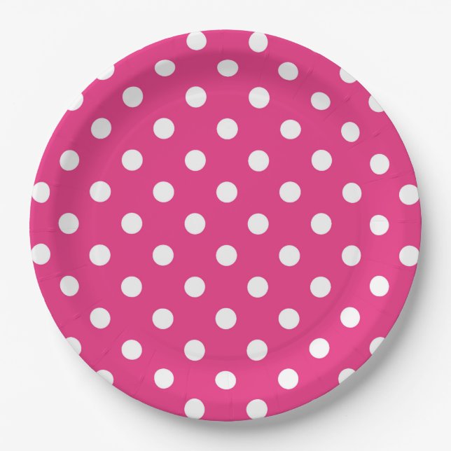 Papiertafel aus weißem Polka und Pink Pappteller (Vorderseite)