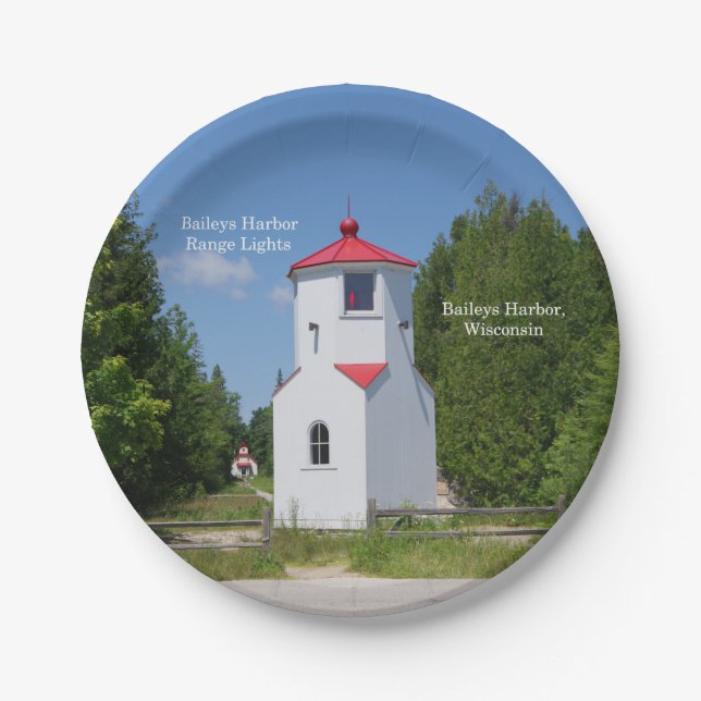 Papiertafel Baileys Harbour Range Lights Pappteller (Vorderseite)